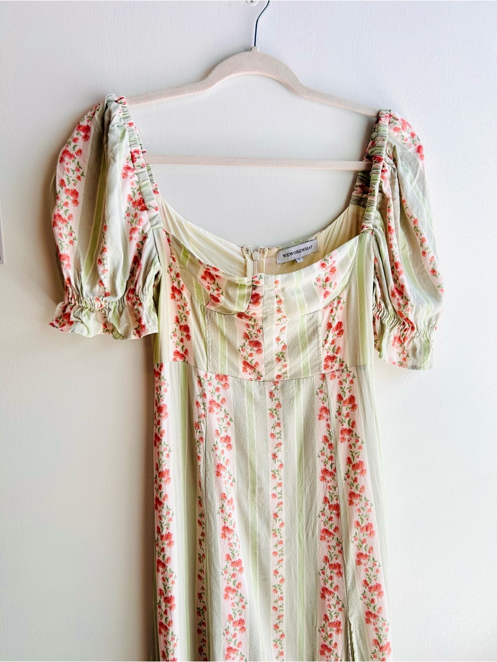 We Wore What Floral Rosewood Puff Sleeve Pastel Midi Dress - Picture 4 of 7